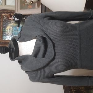 Womens Sweater knit dress gray drape collar SHES COOL sz M b77